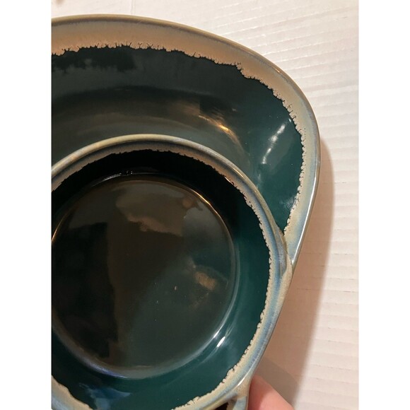 LTD Commodities Stoneware Drip Glaze Soup Cracker Bowl Chip Dip Dish; green - Picture 5 of 9